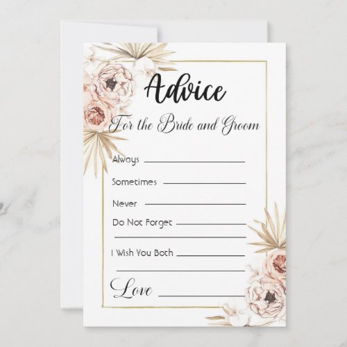 Advice For The Bride and Groom Dried Flowers Gold Invitation