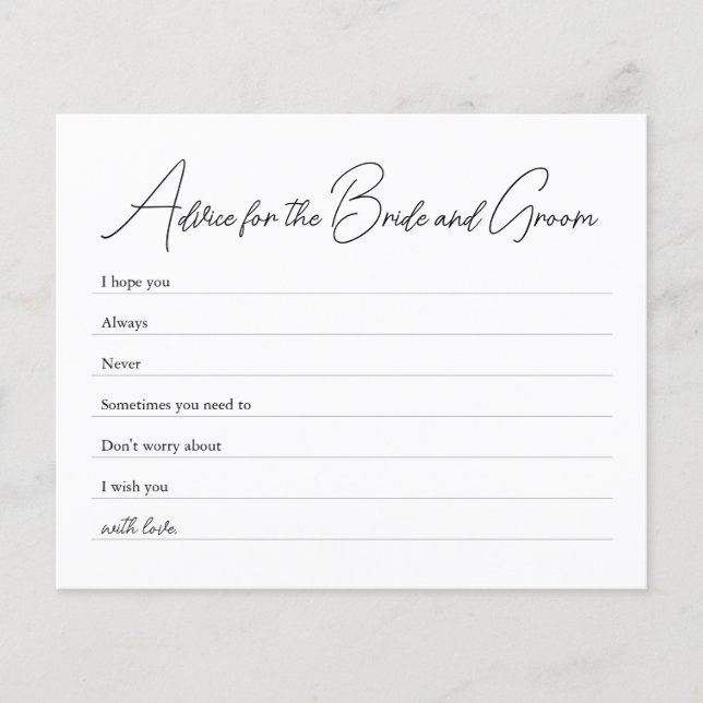 Advice for the Bride and Groom game Flyer (Front)