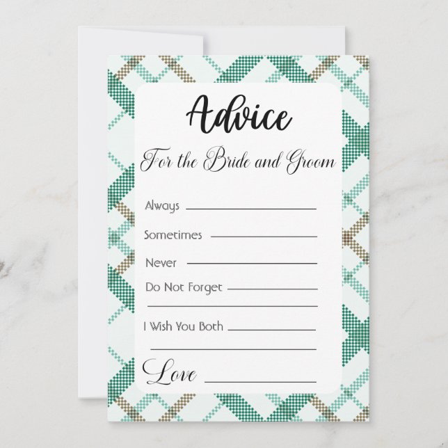 Advice For The Bride and Groom Green Plaid Invitation (Front)