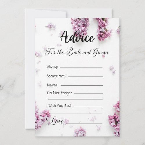 Advice For The Bride and Groom Lavender Flowers Invitation