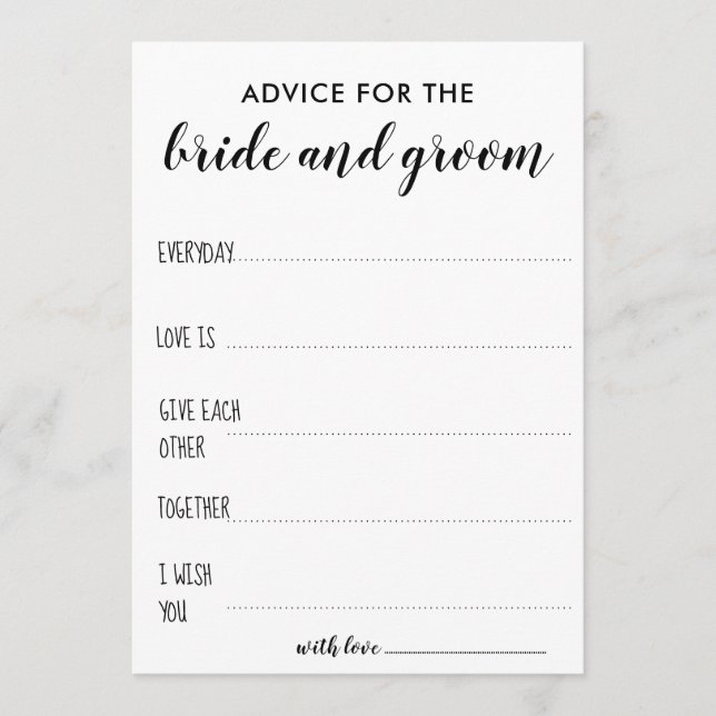 Advice For The Bride And Groom | Minimalist Card (Front)
