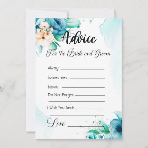 Advice For The Bride and Groom Modern Blue Floral Invitation