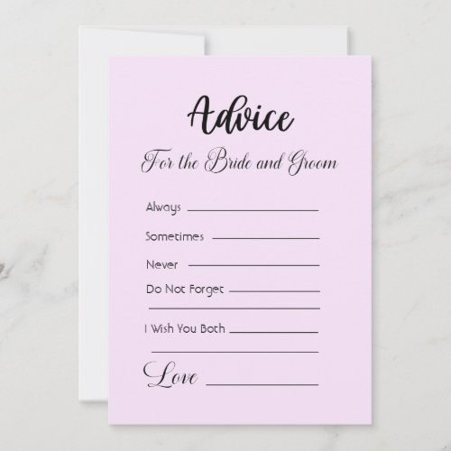 Advice For The Bride and Groom Pale Purple Invitation