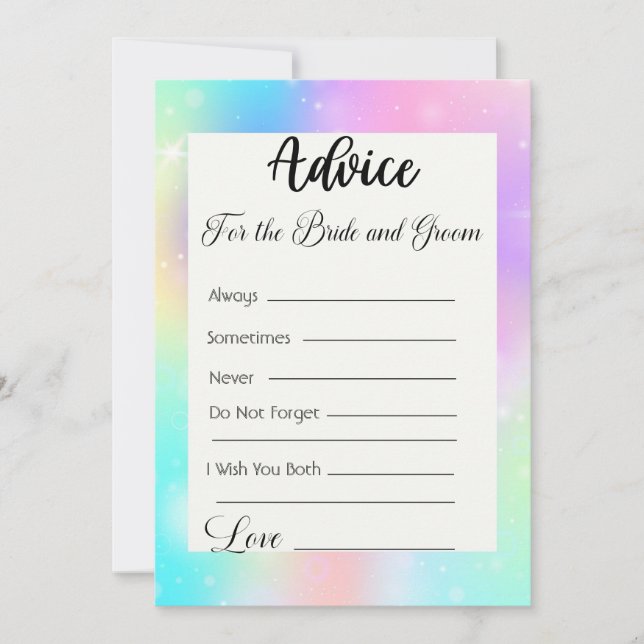 Advice For The Bride and Groom Pastel Rainbow Invitation (Front)