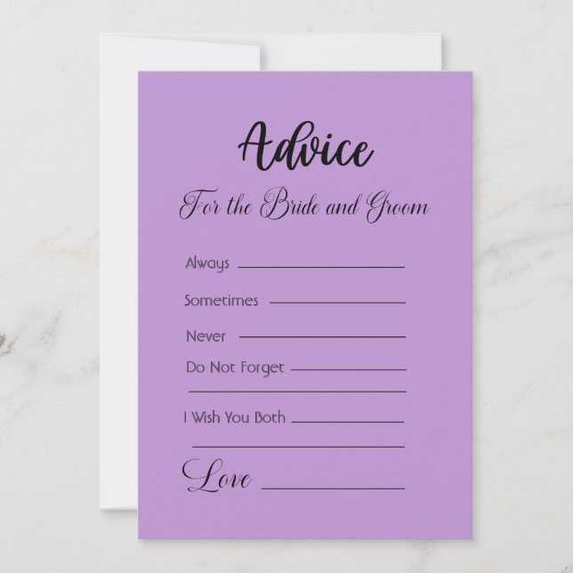 Advice For The Bride and Groom Periwinkle Invitation (Front)
