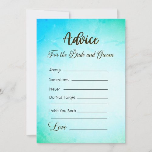 Advice For The Bride and Groom Teal Green Ombre Invitation