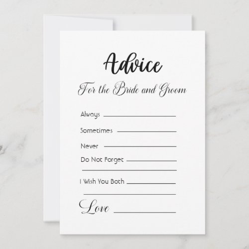 Advice For The Bride and Groom White Invitation