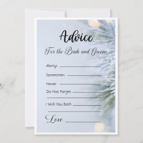 Advice For The Bride and Groom Winter Christmas Invitation