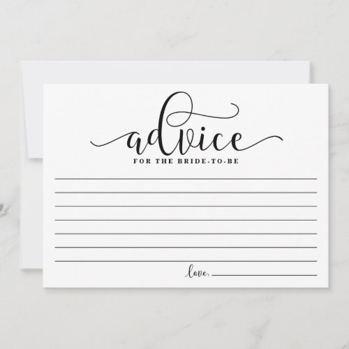 Advice for the Bride  Black Modern Calligraphy