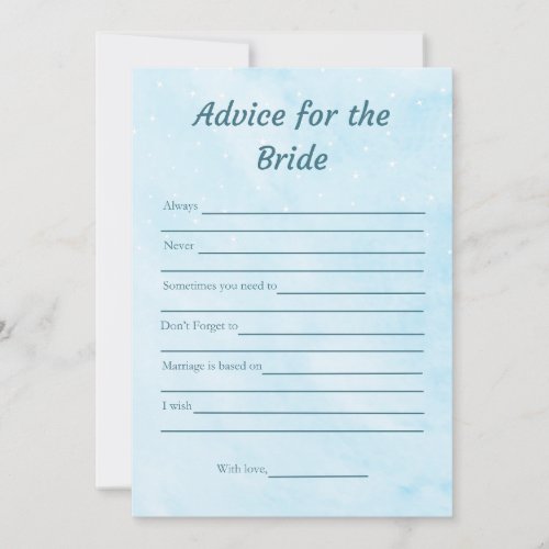Advice for the Bride Blue Bridal Shower Game Card