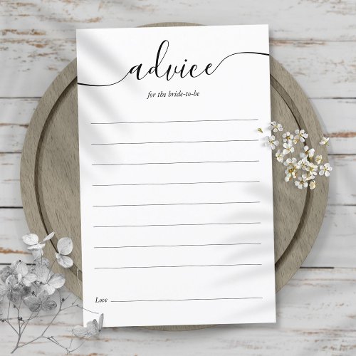 Advice For The Bride Bridal Shower Card