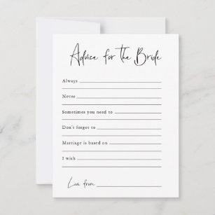 Advice For The Bride | Bridal Shower Card