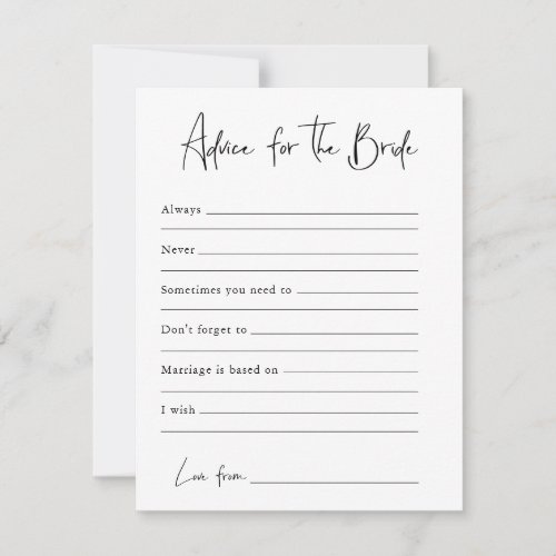 Advice For The Bride  Bridal Shower Card