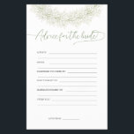 Advice For The Bride Bridal Shower Game Flyer<br><div class="desc">Advice For The Bride Bridal Shower Game Flyer. Matching items available.</div>
