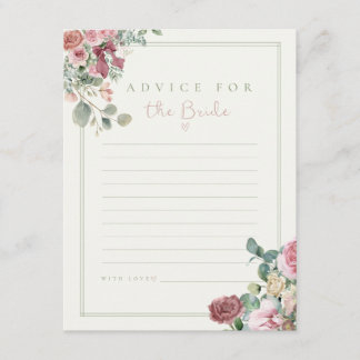 Advice for the Bride Card | bridal shower game