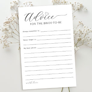 Advice for the Bride Card Minimal Bridal Shower