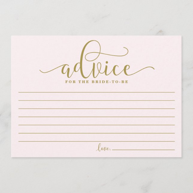 Advice for the Bride | Gold & Pink Calligraphy (Front)