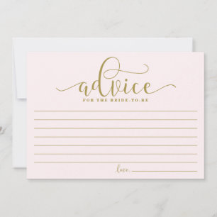Advice for the Bride   Gold & Pink Calligraphy Card
