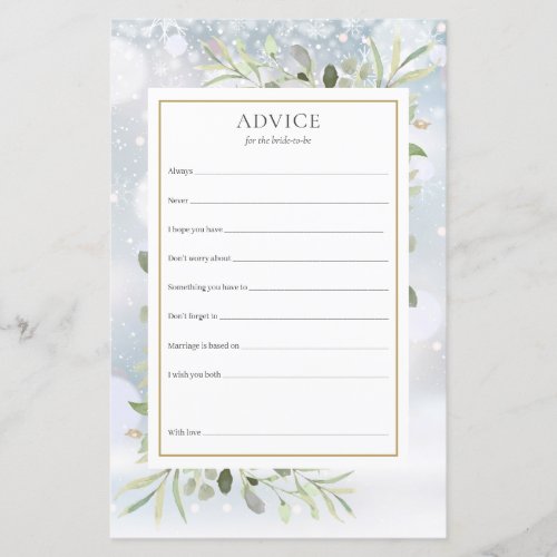 Advice For The Bride Greenery Bridal Shower Card