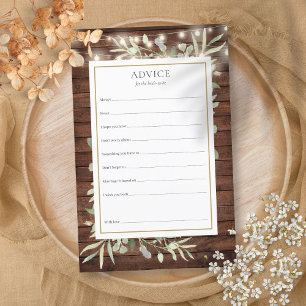 Advice For The Bride Greenery Bridal Shower Card