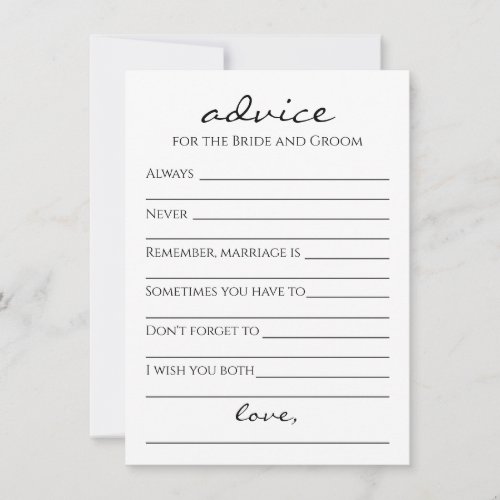 Advice for the Bride  Groom card