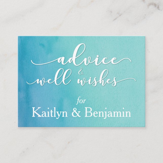 Advice for the Bride & Groom, Teal/Blue Watercolor (Front)