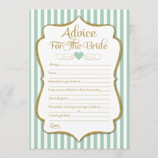 Advice For The Bride Mint Green Gold Bridal Shower