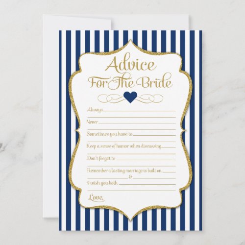 Advice For The Bride Navy Blue Gold Bridal Shower