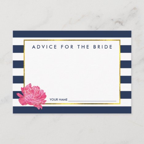 Advice for the Bride | Navy Stripe &amp; Pink Peony