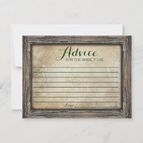 Advice for the Bride  Rustic Calligraphy Card