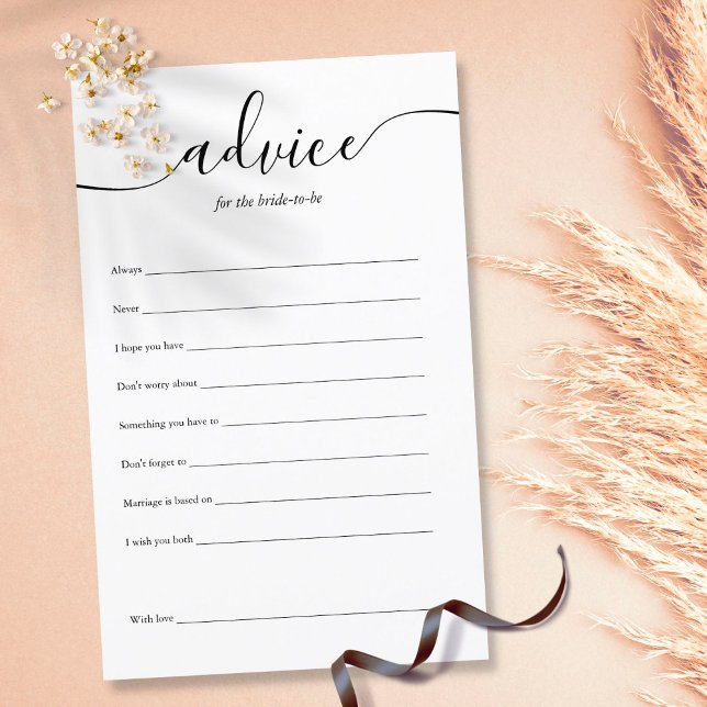 Advice For The Bride Script Bridal Shower Card (Creator Uploaded)
