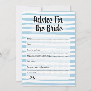 Advice For The Bride Shower Game Blue White Card