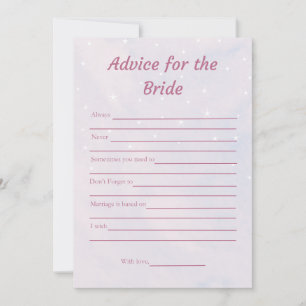 Advice for the Bride Soft Bridal Shower Game Card