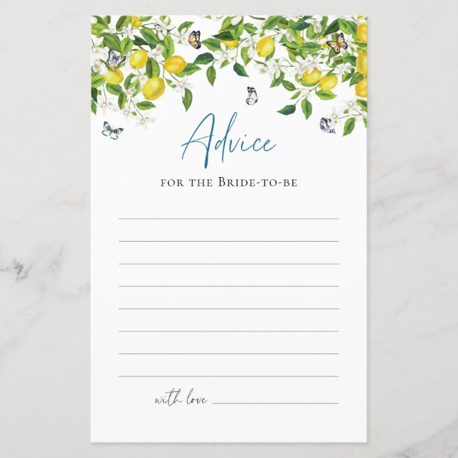 Advice for the Bride | Summer Lemon Bridal Shower (Front)