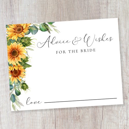 Advice For The Bride Sunflower Bridal Shower Enclosure Card