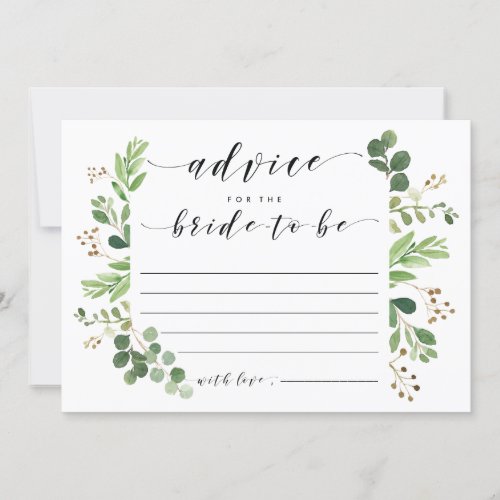 Advice for the bride to be card bridal shower