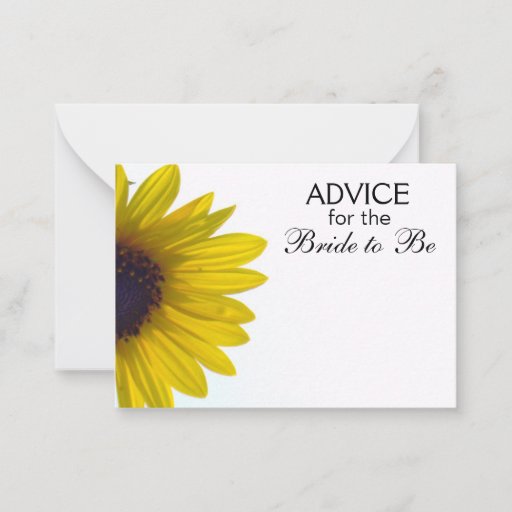 Customizable Advice for the Bride to Be Giant Sunflower Cards Business Card Templates
