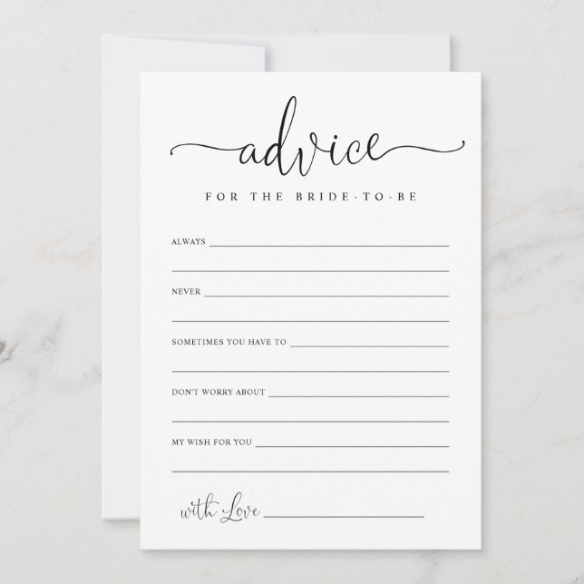 Advice for the Bride-to-be Note Card (Front)
