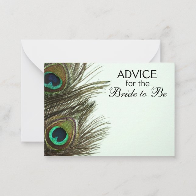 Advice for the Bride to Be Peacock Feather Cards (Front)