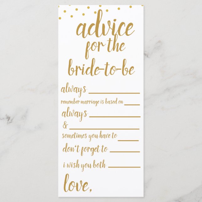ADVICE FOR THE BRIDE-TO-BE (STATEMENTS) PROGRAM (Front)