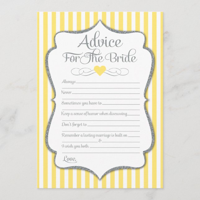 Advice For The Bride Yellow Gray Bridal Shower (Front)