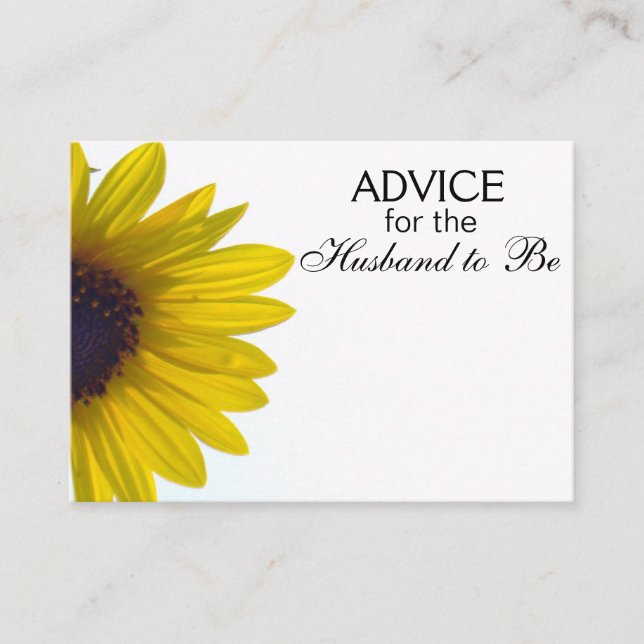 Advice for the Husband to Be Giant Sunflower Cards (Front)