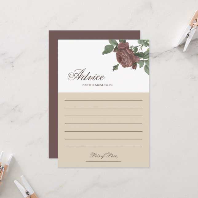Advice for the mom Burgundy Blush Floral Gold Card (Front/Back In Situ)