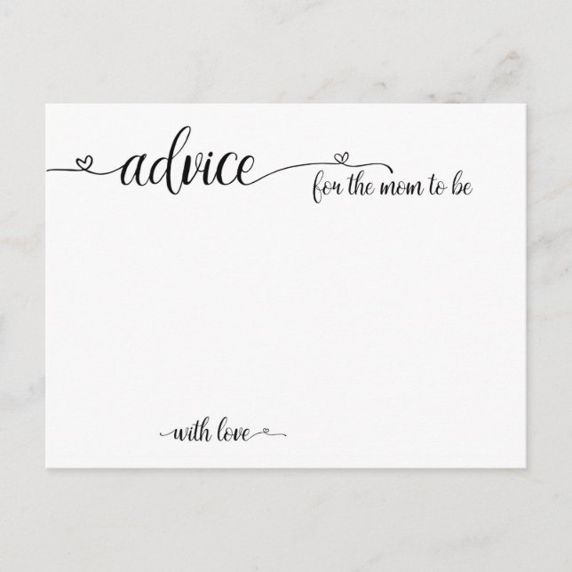 Advice for the Mom to Be Baby Shower Cards (Front)