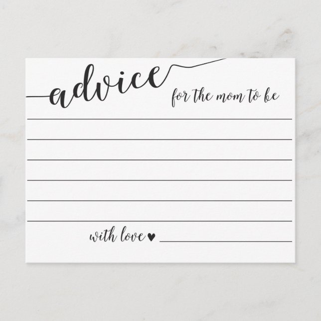 Advice for the Mom to Be Baby Shower Cards (Front)