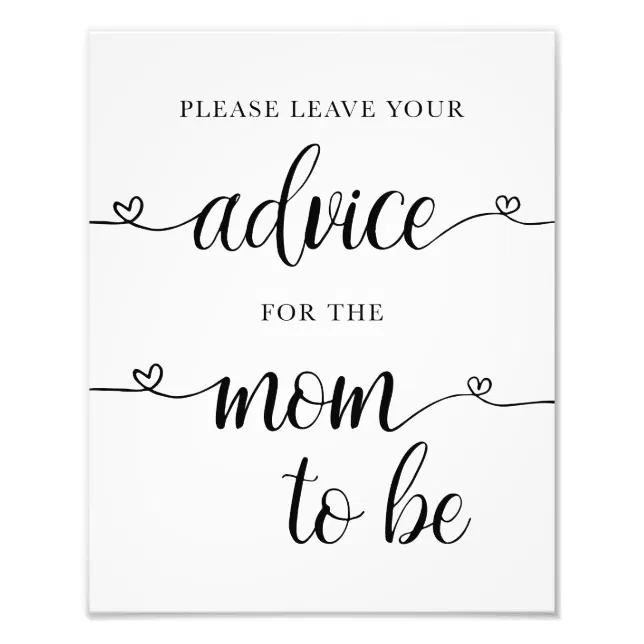 Advice for the Mom to Be Baby Shower Sign Card Zazzle