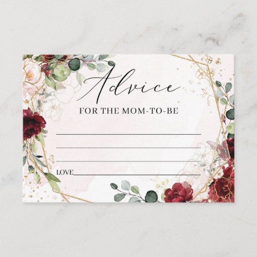 Advice for the mom_to_be card blush burgundy gold