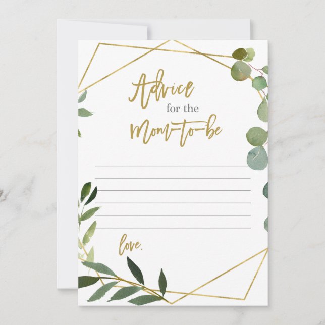 Advice for the Mom to be floral greenery card (Front)