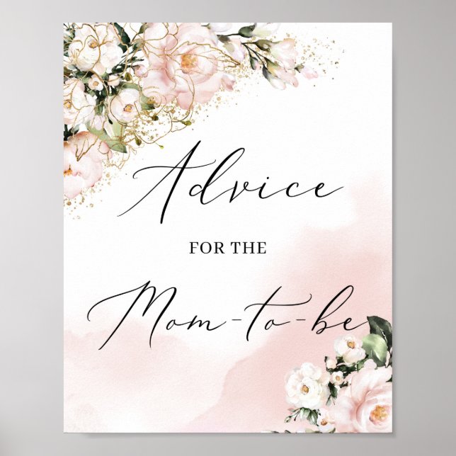 Advice for the mom-to-be game sign blush pink boho (Front)