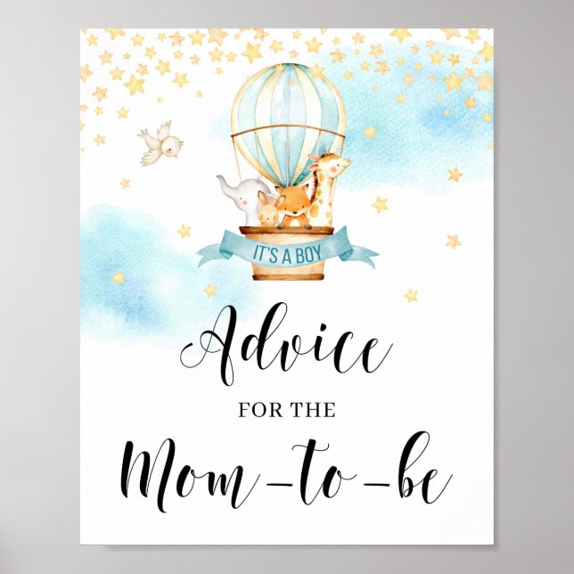 Advice for the mom-to-be sign hot air balloon game (Front)